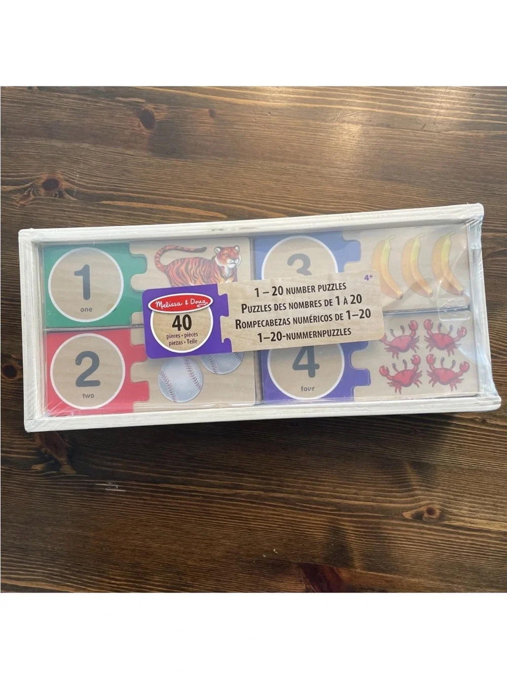 Melissa & Doug Self-Correcting Wooden Number Puzzles With Storage Box (40 pcs)